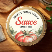 Op maat gemaakte tomatensaus conserveren ronde sticker