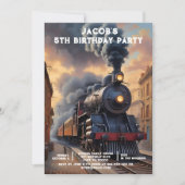 Op maat gemaakte trein verjaardagsfeest uitnodigin kaart (Voorkant)