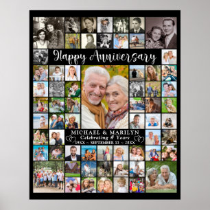 Op maat gemaakte trouwdag 64 foto collage geperson poster