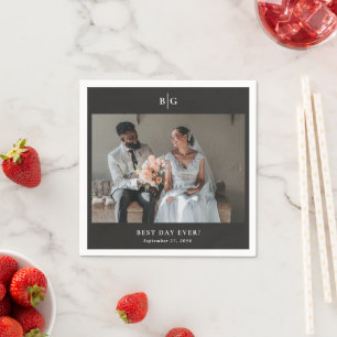 Op maat gemaakte trouwfoto met monogram 'Beste dag Servet