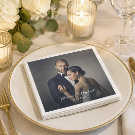 Op maat gemaakte trouwfoto servetten voor bruid en