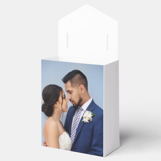 Op maat gemaakte trouwfoto van stel bedankdoosjes (Geopend)