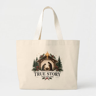 Op maat gemaakte True Story Kersttas Grote Tote Bag