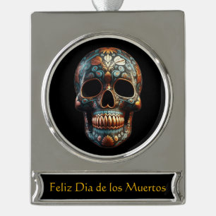 Op maat gemaakte turquoise gouden Día de los Muert Verzilverd Banner Ornament