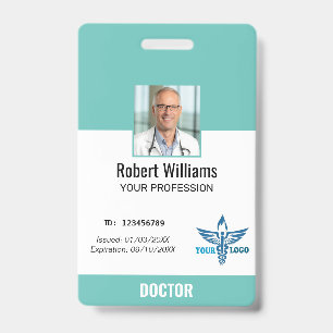 Op maat gemaakte turquoise & witte foto ID-badge v Badge