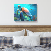 Op maat gemaakte Turtle Canvas Muurkunst Persoonli Afdruk (Insitu (Slaapkamer))