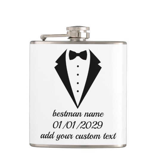 Op maat gemaakte Tuxedo Design Fles Huwelijks Cade Heupfles (Voorkant)
