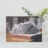 Op maat gemaakte uitnodiging Boekwinkelkat (Staand voorkant)