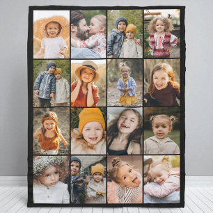 Op maat gemaakte unieke kleur 16 foto collage mode fleece deken