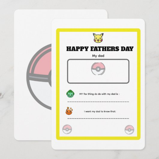 op maat gemaakte vaderdag pokemon kaart (Voorkant / Achterkant)