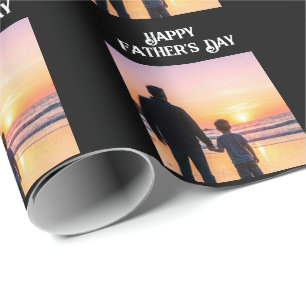 Op maat gemaakte Vaderdag Zonsondergang Silhouet H Cadeaupapier