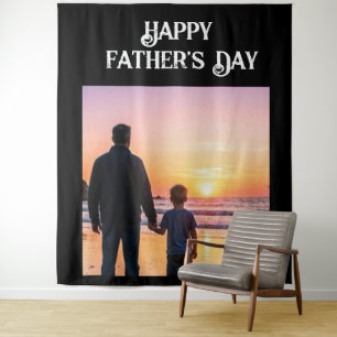 Op maat gemaakte Vaderdag Zonsondergang Silhouet H Wandkleed