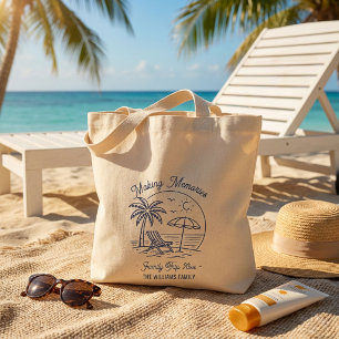 Op maat gemaakte vakantie gezinsreis minimalistisc tote bag