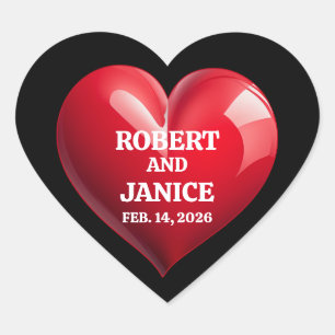 Op maat gemaakte valentijnsdag gepersonaliseerd ha hart sticker