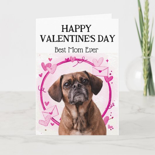 Op maat gemaakte Valentijnskaart voor Puggle-moede Feestdagen Kaart (Voorkant)