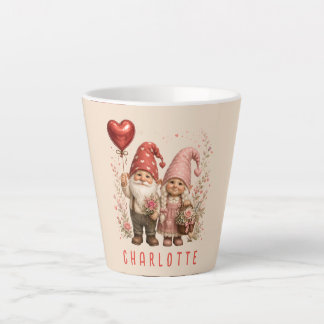 Op maat gemaakte Valentijnskabouters met bloemen Latte Mok