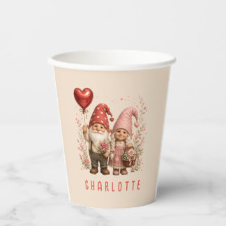 Op maat gemaakte Valentijnskabouters met bloemen Papieren Bekers