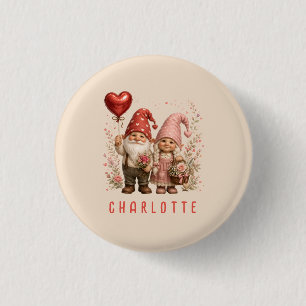 Op maat gemaakte Valentijnskabouters met bloemen Ronde Button 3,2 Cm