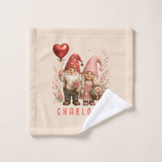 Op maat gemaakte Valentijnskabouters met bloemen Washandje
