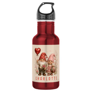 Op maat gemaakte Valentijnskabouters met bloemen Waterfles