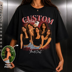 Op maat gemaakte verjaardagsfoto vintage familiefo t-shirt