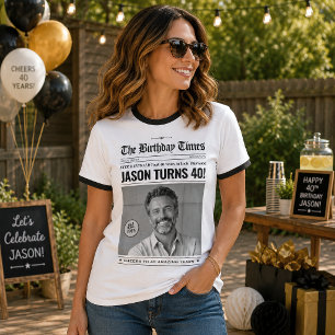 Op maat gemaakte verjaardagsRinger T-shirt, vintag T-shirt