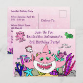 Op maat gemaakte verjaardagsuitnodiging voor Baby  Briefkaart (Voorkant / Achterkant)