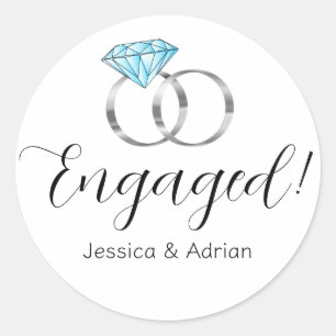 Op maat gemaakte Verloving Blauwe Diamanten Trouwr Ronde Sticker