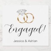 Op Maat Gemaakte Verlovingringen Met Witte Diamant Sparkling Wijnetiket (Enkel label)
