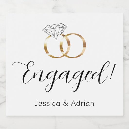 Op Maat Gemaakte Verlovingringen Met Witte Diamant Sparkling Wijnetiket (Enkel label)