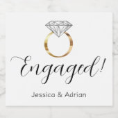 Op maat gemaakte verlovingsring met witte diamant sparkling wijnetiket (Enkel label)