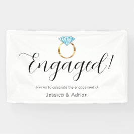 Op maat gemaakte verlovingsring van diamant en bla spandoek