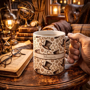Op maat gemaakte Victoriaanse Steampunk hoed en ra Koffiemok