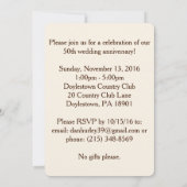 Op maat gemaakte vijftigste verjaardagsuitnodiging kaart (Achterkant)