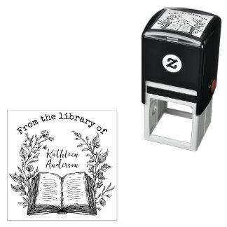 Op maat gemaakte vintage bloem boekenstempel  zelfinktende stempel