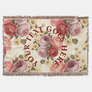 Op maat gemaakte vintage bloemmotief gepersonalise deken