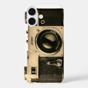 Op maat gemaakte vintage fotocamera iPhone 16 hoes