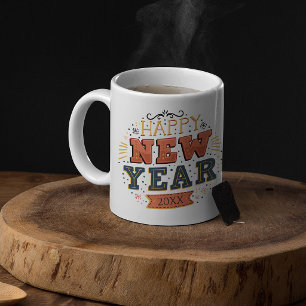 Op Maat Gemaakte Vintage Gelukkig Oud en Nieuw ont Grote Koffiekop