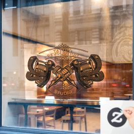 Op maat gemaakte vintage gouden tattoo machines wi raamsticker