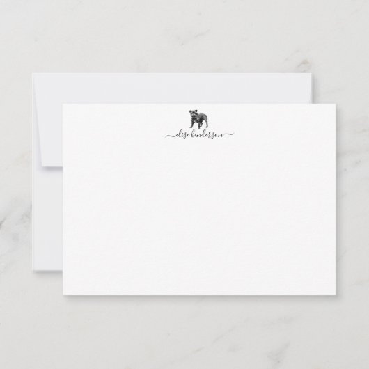 Op maat gemaakte vintage hond Bulldog Notitiekaart Notitiekaartje (Voorkant)