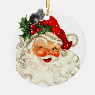 Op maat gemaakte Vintage Kerstman Boom Keramisch Ornament