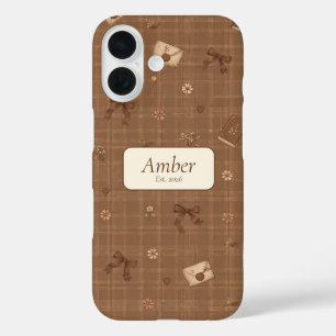 Op maat gemaakte vintage lint en boekenlezer cadea iPhone 16 hoesje