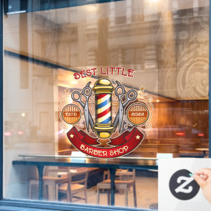 Op maat gemaakte vintage ouderwetse barbershop paa raamsticker