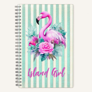 Op maat gemaakte vintage tropische roze flamingo  notitieboek