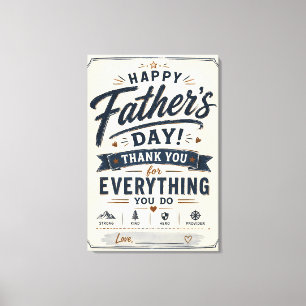 Op maat gemaakte vintage Vaderdag-waarderingscadea Canvas Afdruk