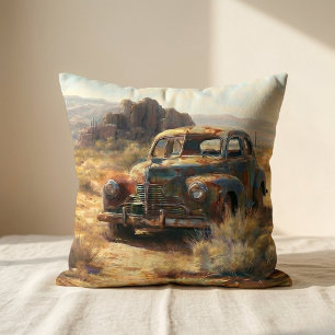 Op maat gemaakte vintage woestijnwagen landelijke kussen