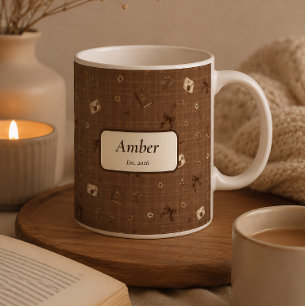 Op maat gemaakte vintage zachte boekenlezer lint c koffiemok