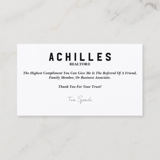 Op maat gemaakte Visitekaartjes voor makelaars, Lo (Achterkant)