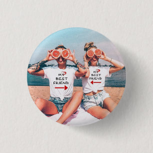 Op maat gemaakte vriendschapsfoto boodschappentas ronde button 3,2 cm