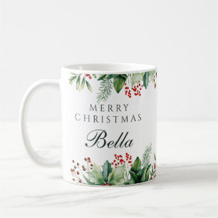 Op maat gemaakte vrolijk kerstfeest bloemstuk koffiemok